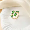Anéis de Folha e Pétala Estilo Europeu e Americano Mais Vendidos na Fronteira, Atacado de Joias de Luxo Leve da Moda com Folhas e Tulipas