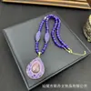 Nuevo Estilo Cadena para Suéter con Mineral Crudo Natural Lepidolita Morada con Colgante de Joyería de Diamantes Completos Collar Venta al por Mayor