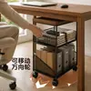 Estante de almacenamiento de escritorio con múltiples niveles y ruedas, un pequeño carrito para uso doméstico, conveniente para organizar y almacenar mochilas escolares, libros y papelería