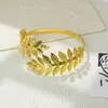 Pulseira de Braço Europeia e Americana de Folha de Metal e Flor, Estilo Romano Criativo Exagerado, Pulseira Aberta Ajustável Ramo Personalizado Joias para Mulheres