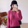 Suéter pulôver de tricô com fio colorido estilo francês, ombro a ombro, manga longa, para mulheres, novidade outono e inverno 2026, top casual soltinho
