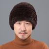 Gorro de piel de conejo Rex para hombres de mediana edad y mayores, cálido gorro de invierno de lana tejida con protección auditiva para ancianos en invierno.