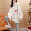 Moletom Doce e Estilo Ocidental Estampado de Comprimento Médio com Gola Redonda Feminino Primavera e Outono Explosões Manga com Aplicação de Gaze Solto Emagrecimento Top