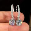 Brincos Cao Shi com zircônia e diamantes microincrustados, ganchos de orelha clássicos de quatro garras, simples e requintados, brincos versáteis para uso diário para mulheres