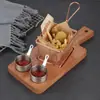 Novo Rack de Madeira para Batatas Fritas, Recipiente Criativo Estilo Americano para Frango Frito, Conjunto de Pratos Estilo Ocidental em Madeira de Acácia