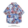 Camisa Floral Retro Vintage Estilo Hong Kong de Manga Corta Diseño Estilo Tailandés Hawaiano Camisa de Marca Atractiva de Moda para Hombres y Mujeres
