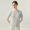 Elegante Tricô Jacquard de Seda e Caxemira Manga Média Suéter de Caxemira Feminino Outono Novo Gola Redonda Design Pulôver Top com Senso de Design