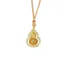 Colar Cruzado Banhado a Ouro Estilo Antigo com Pingente de Cabaça Oca Incrustado com Diamantes Vintage, Joia Versátil de Alto Padrão Novo Estilo Chinês Atacado
