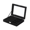 Caja de Joyería con Apertura de Ventana de Venta Caliente Transfronteriza, Caja de Almacenamiento Transparente de Terciopelo Antioxidación para Anillos, Collares, Pendientes, Caja de Joyería