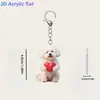 Xinping Transfronterizo Día de San Valentín Corazón Lindo Bichón Frisé Acrílico Plano Llavero Colgante Mochila Colgante Decoración