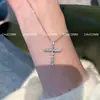 Collar de Acero de Titanio con Cruz Antidesvanecimiento, Artesanía Exquisita, Lujo Ligero, Sensación de Alta Gama, Cruz Totalmente Diamantada Hip-Hop Cadena para Clavícula Popular Transfronteriza Europea y Americana