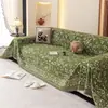 Capa de sofá de chenille estilo vintage, adequada para todas as estações, padrão floral, capa de sofá artística de uma peça para sala de estar e apartamento de aluguel