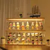 Caja de almacenamiento de modelo acrílico, soporte de exhibición apilable transparente de madera maciza para figuras y insignias, vitrina a prueba de polvo para Pop Mart