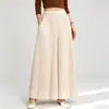 Pantalón falda plisado tipo acordeón versátil para mujer talla grande, impermeable, resistente a las manchas, con caída, plisado, de cintura alta, corte holgado, adelgazante, pantalón de pierna ancha para mujer