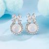 Brincos de zircônia com laço de calcedônia branca gelo femininos com design de nicho, joias para orelha novas e quentes de verão