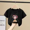 Camiseta de Manga Curta para Meninas Verão 2026 Novo Estilo Estilosa Algodão Puro Respirável Top de Meia Manga para Meninas Gola Redonda Roupa de Verão para Crianças