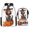 Mochila de Halloween Mais Vendida da Amazon, Conjunto de Três Peças Fantasma Abóbora, Mochila Escolar para Estudantes do Ensino Fundamental e Médio, Mochila Infantil, Bolsa de Ombro