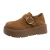 Sapatos Birkenstock originais de couro, cobertura total, sola grossa, para aumentar a altura, femininos, novos 2026, mocassins casuais de início de outono