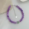 Estilo Dulce Morado Taro Piedra Natural Collar Cadena Clavicular Personalizado Moda Lujo Ligero Elegante Estilo Chino Collar Pulsera para Mujeres
