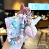 Llavero de Frutas con Cuentas Xiaohongshu Cadena de Teléfono de Flores Colgante de Coche Campana Estilo Pareja para Llave de Coche