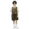 Conjunto de Chaleco Infantil Estilo Coreano Atuendo de Gentleman para Actuación Nuevo Modelo de Verano Moda Elegante para Niños Presentador de Piano Padrino de Boda Ropa Formal