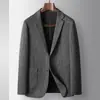 Terno Casual Masculino Outono e Inverno 2025 Lazer de Luxo Negócios Lã Blazer de Botão Único Cor Sólida Tendência