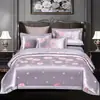 Conjunto de Luxo de Algodão Jacquard Cetim Estilo Europeu Quatro Peças, Conjunto de Cama de Casamento Bordado de Algodão Puro, Venda por Atacado do Fabricante