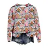 Popular Sudadera Nueva de Otoño e Invierno Transfronteriza Europea y Americana Estampada en 3D para Mujer Navideña Callejera de Moda con Cuello Redondo y Hombro Derecho
