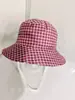 Sombrero de Cubo de Primavera para Mujer con Patrón de Cuadros para Actividades al Aire Libre, Sombrero de Pescador de Ala Pequeña, Sombrero de Protección Solar para Personas Mayores, Transpirable y Bloqueador Solar