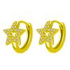 Aretes de Estrella de Cinco Puntas Hueca con Diamante y Hebilla de Tremella Moda Estrella de Cinco Puntas Aretes de Presión Joyería Moda Fresca