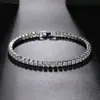 Pulseira de diamante de fileira única de zircônia colorida transfronteiriça europeia e americana, imitação de moissanita de alta qualidade, joias de mão com diamante completo que não desbotam