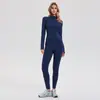 Traje Deportivo Caijue para Mujer con Cuello Alto, Doble Cremallera, Diseño Estructurado, Pantalones Cropped, Conjunto de Dos Piezas para Entrenamiento, Running y Yoga