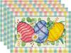 2025 Mantel Individual de Pascua de Venta Caliente Transfronterizo Tela Lino Estampado Huevo Conejo Mantel Vajilla Aislamiento Térmico