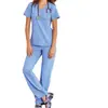 Talla Extra Sexy Corte Europeo y Americano Uniforme Médico con Cortes para Mujer Color Sólido Nuevo Color Uniforme de Enfermera Traje para Lavar a Mano Traje Mate Secado Rápido
