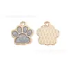 Colgante de huella de pata de gato con purpurina DIY, de gran venta internacional, de aleación, con efecto de goteo de aceite, accesorios de joyería, llavero para teléfono móvil.
