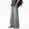 Jeans Masculino de Verão e Primavera Novo Estilo Americano High Street Vibe Design Desconstruído de Alta Qualidade Corte Reto Wide-Leg