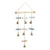 Estilo Mediterrâneo Sino de Vento com Corda de Peixe Dupla Face Pingente Decoração de Parede Madeira Maciça Corda de Cânhamo Criativo Nórdico Parede