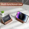 Soporte creativo de calendario de escritorio de madera, portatarjetas de presentación de oficina, base de madera de nogal, soporte para teléfono y organizador de escritorio - una solución 2 en 1