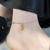 Tobillera Pequeña de Ladrillo Simple y de Moda para Mujer, Lujo Ligero, Sentido de Alta Gama, Acero de Titanio, Oro de 18k, Decoración para el Pie, Exquisita Joyería de Celebridad de Internet Ins