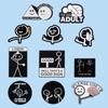 Serie de Palitos Blanco y Negro Qi He Set Creativo Inglés Juego de Rol Divertido Insignia Metálica Broche