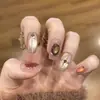 Popular en Xiaohongshu: Uñas Cortas Ojo de Gato Portátiles, Manicura Dulce y Linda de Gato y Moño Pintada a Mano, Desmontable