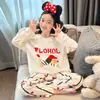 Conjunto de pijama de manga larga de imitación de algodón lindo para primavera y otoño, ropa para el hogar para padres e hijos, para niñas y niños de 15 años