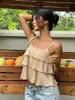 Comércio Exterior Transfronteiriço Europeu e Americano Roupas Femininas: Top Tubinho Sem Alças, Peça de Roupa Externa Sem Mangas com Design Multicamadas de Verão para Mulheres