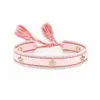 Pulsera de metal tachonada con estrellas, pulsera personalizada de estilo europeo y americano, pulsera de borlas tejida a mano, accesorio moderno y sencillo