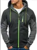 Novo casaco de fleece com capuz e cardigã de cor combinada europeu e americano para homens 2