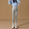 Pantalones de Maternidad Invierno Otoño Más Terciopelo Engrosado Ropa Exterior Pantalones Base Embarazo No Constriñen el Vientre Casual Petite Soporte Pantalones para el Vientre