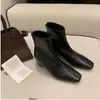 Botines Retro de Piel de Oveja Súper Suave para Mujer Otoño Invierno Nuevos Botas Estilizadoras de Punta Cuadrada Botas Elásticas que Aumentan la Altura Interior para Personas Bajitas
