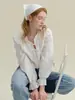 Top de Rina Bery Inspirado em Design com Renda Francesa de Amarrar com Acabamento em Renda Vazada para o Início da Primavera, Camisa Gentil e Elegante para o Trabalho