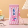 Bolsa de Cosméticos para Óculos Estampada Bolsa Portátil para Batom Bolsa de Armazenamento de Desenho Animado Bolsa Pequena de Mão Mini Bolsa Fecha Automaticamente