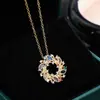 Diseño de Moda Transfronterizo Collar Colgante de Guirnalda de Flor Ojo de Caballo Colorido, Elegante y Novedoso, Regalo Personalizado para Niñas, Venta Directa del Fabricante